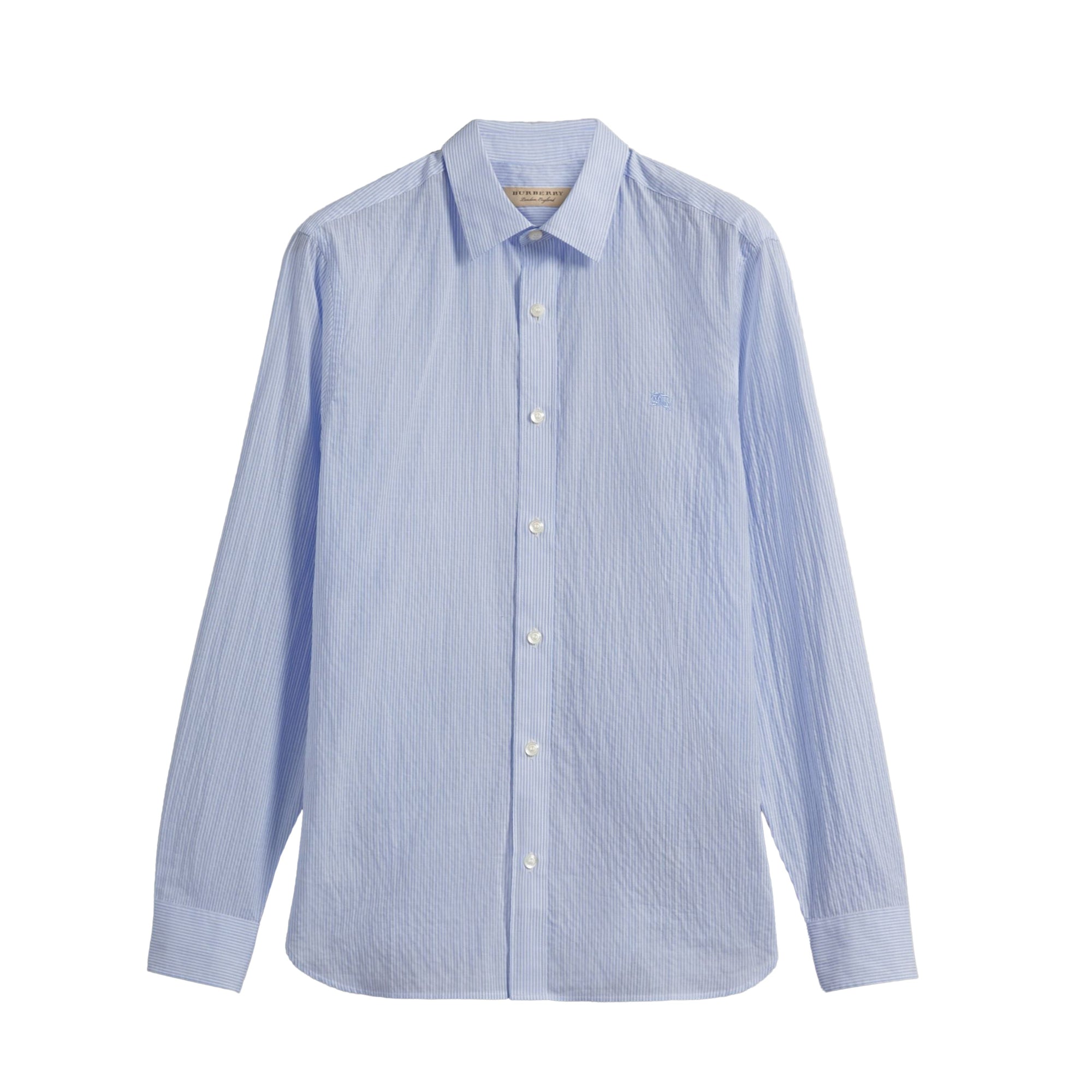 Chemise en coton mélangé à rayures - Light Blue