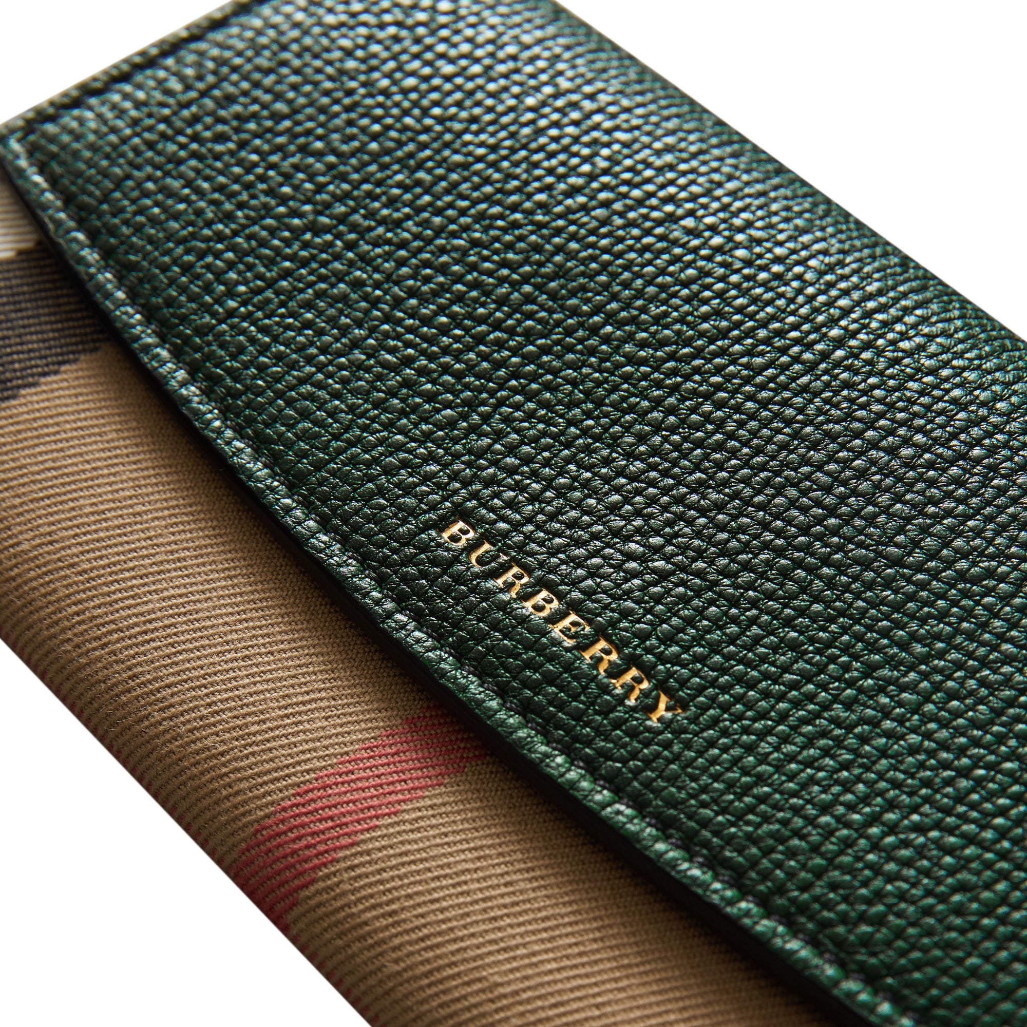 Portefeuille continental en coton House check et cuir - Dark Forest Green