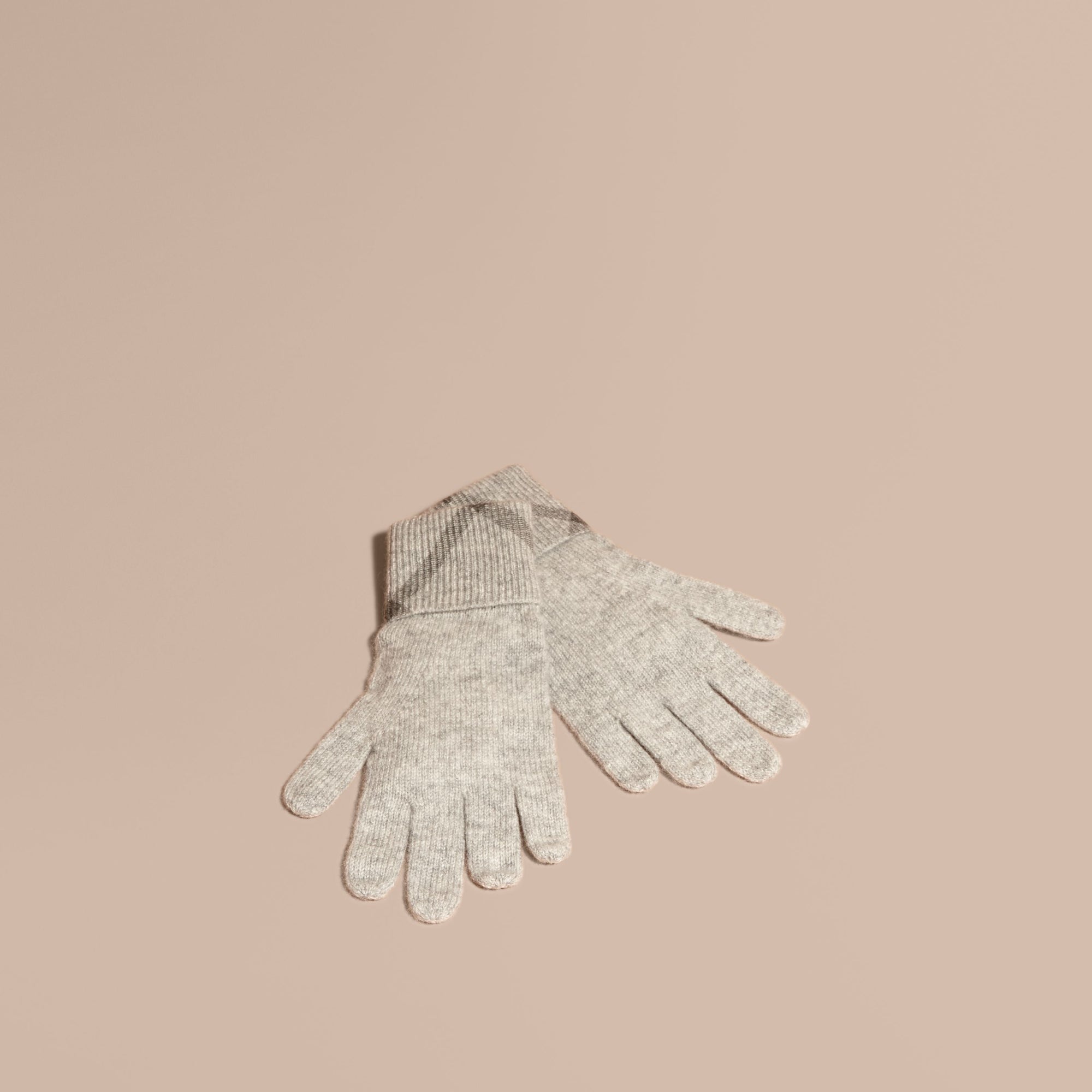 Gants en cachemire ornés d'un motif check - Pale Grey Melange