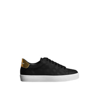 Sneakers en cuir à motif check perforé - Black