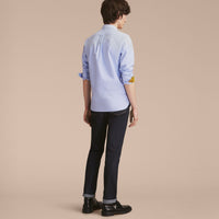 Chemise Oxford en coton à col boutonné avec détails check - Cornflower Blue