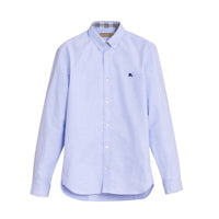 Chemise Oxford en coton à col boutonné avec détails check - Cornflower Blue