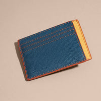 Porte-cartes en cuir color-block - Marine Blue