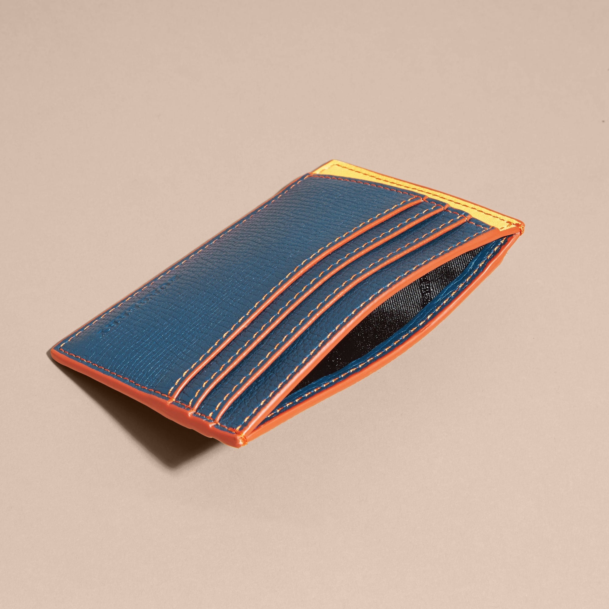 Porte-cartes en cuir color-block - Marine Blue
