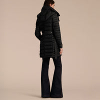 Doudoune longue rembourrée avec capuche repliable - Black