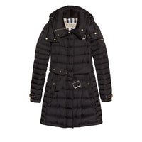 Doudoune longue rembourrée avec capuche repliable - Black