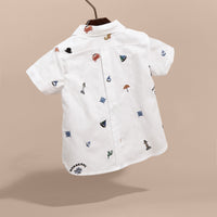 Chemise Oxford en coton avec motifs nautiques brodés - White