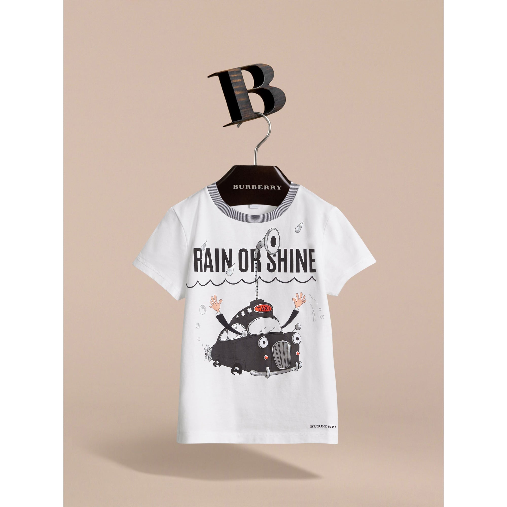 T-shirt en coton à motif Rain or Shine - White