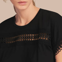 T-shirt en coton avec détails en dentelle - Black