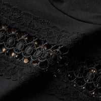 T-shirt en coton avec détails en dentelle - Black