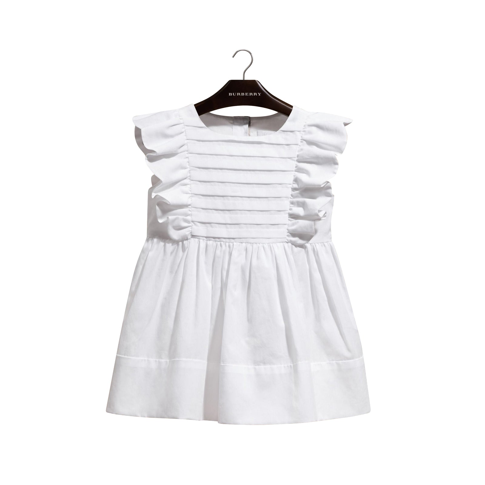 Robe en coton à volants et détails plissés - White