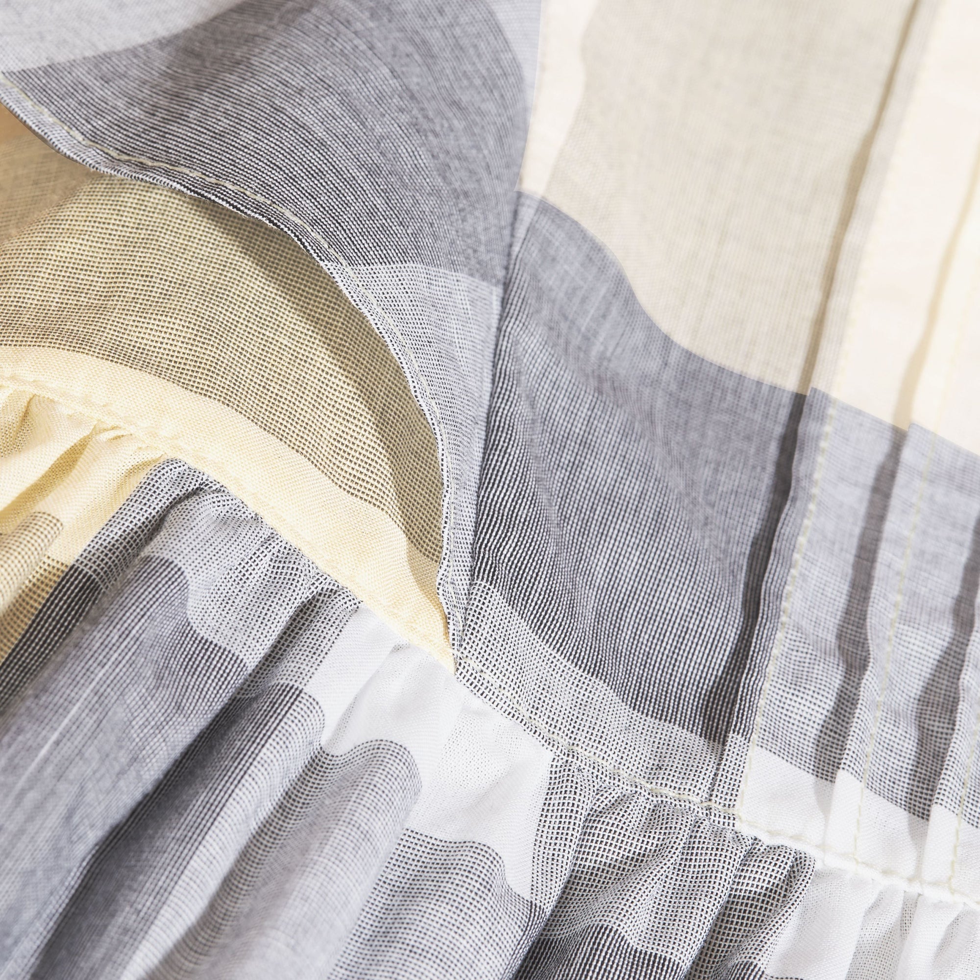Robe en coton à motif check avec volants - Pale Yellow