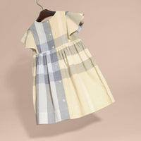 Robe en coton à motif check avec volants - Pale Yellow