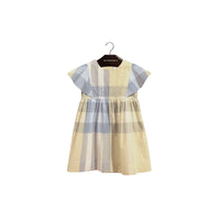 Robe en coton à motif check avec volants - Pale Yellow