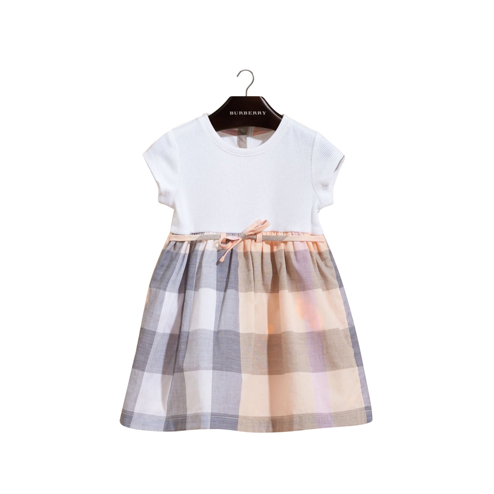 Robe t-shirt en jersey de coton à motif check - Apricot