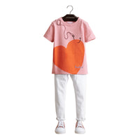 T-shirt en coton avec motif Cœur de Cupidon - Light Copper Pink