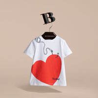 T-shirt en coton avec motif Cœur de Cupidon - White