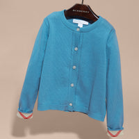 Cardigan en maille de coton avec poignets à motif check - Pale Pewter Blue