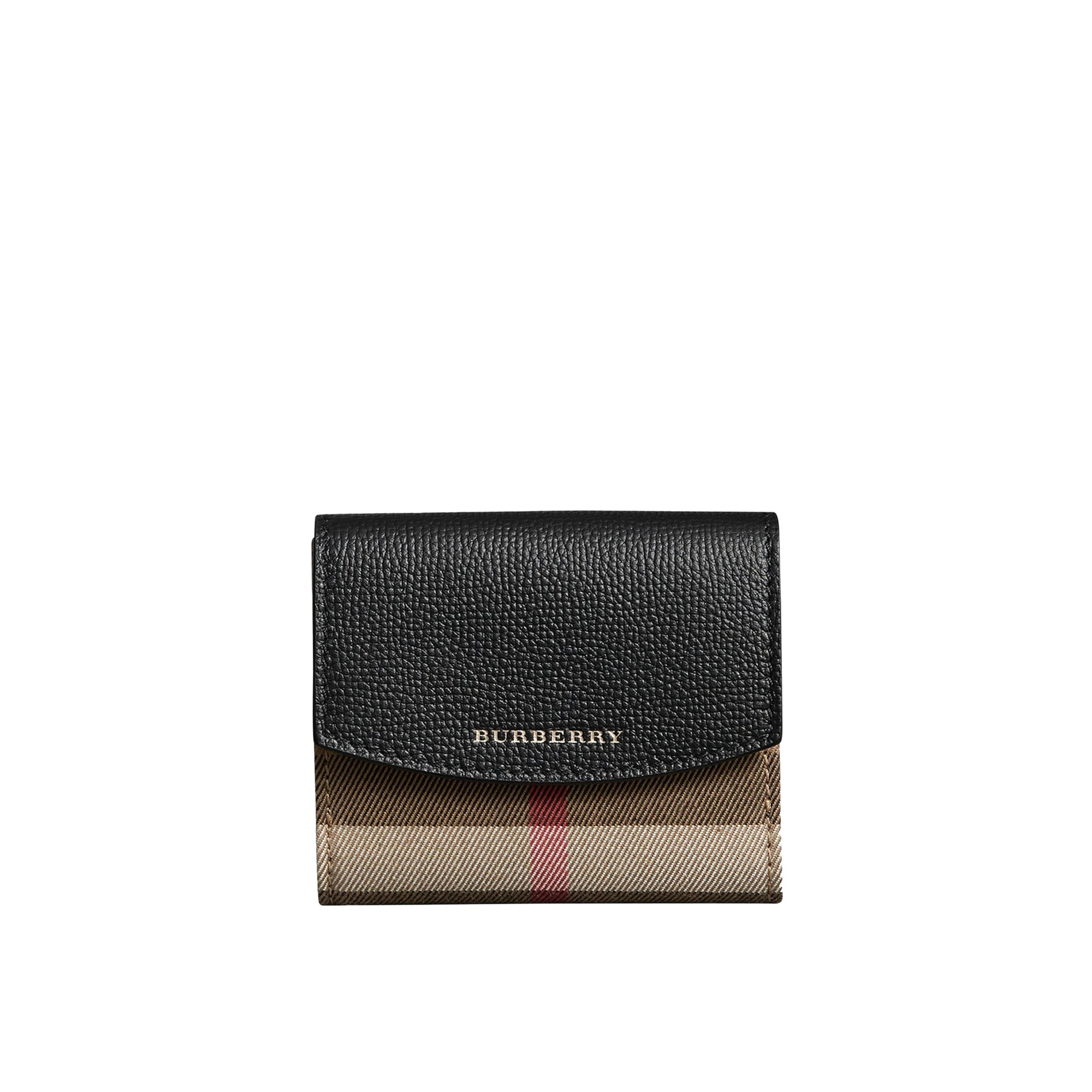 Portefeuille en coton House check et cuir - Black