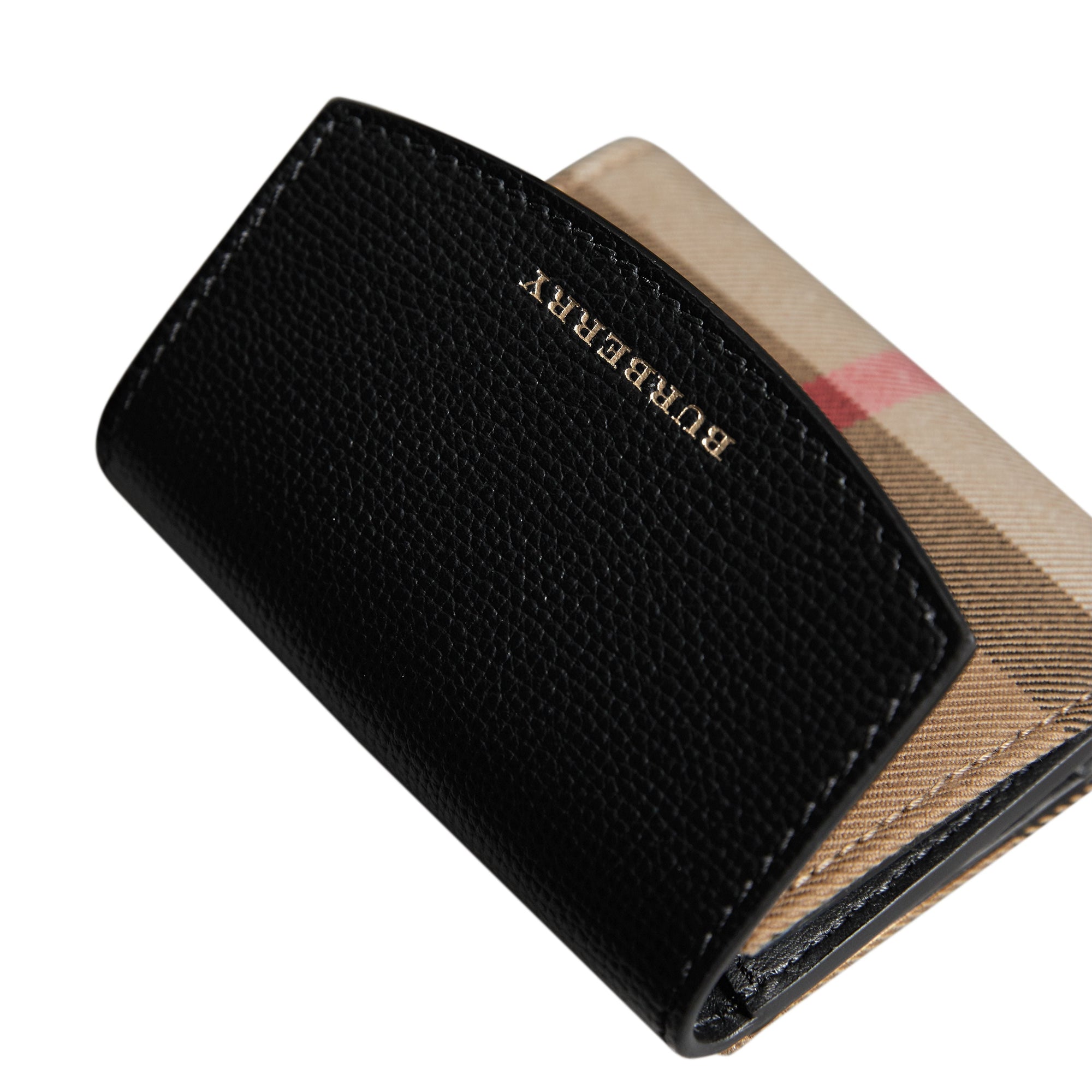 Portefeuille en coton House check et cuir - Black