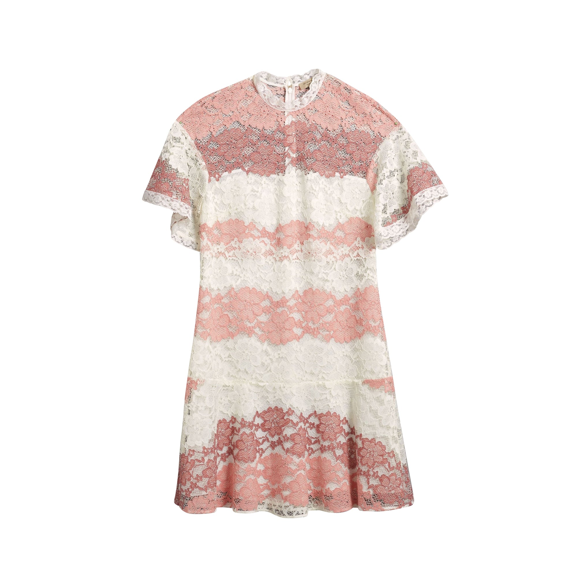 Robe en dentelle à motif floral avec manches papillon - Dusty Pink