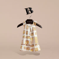 Robe en coton avec imprimé à motifs encadrés - Pale Ash Rose
