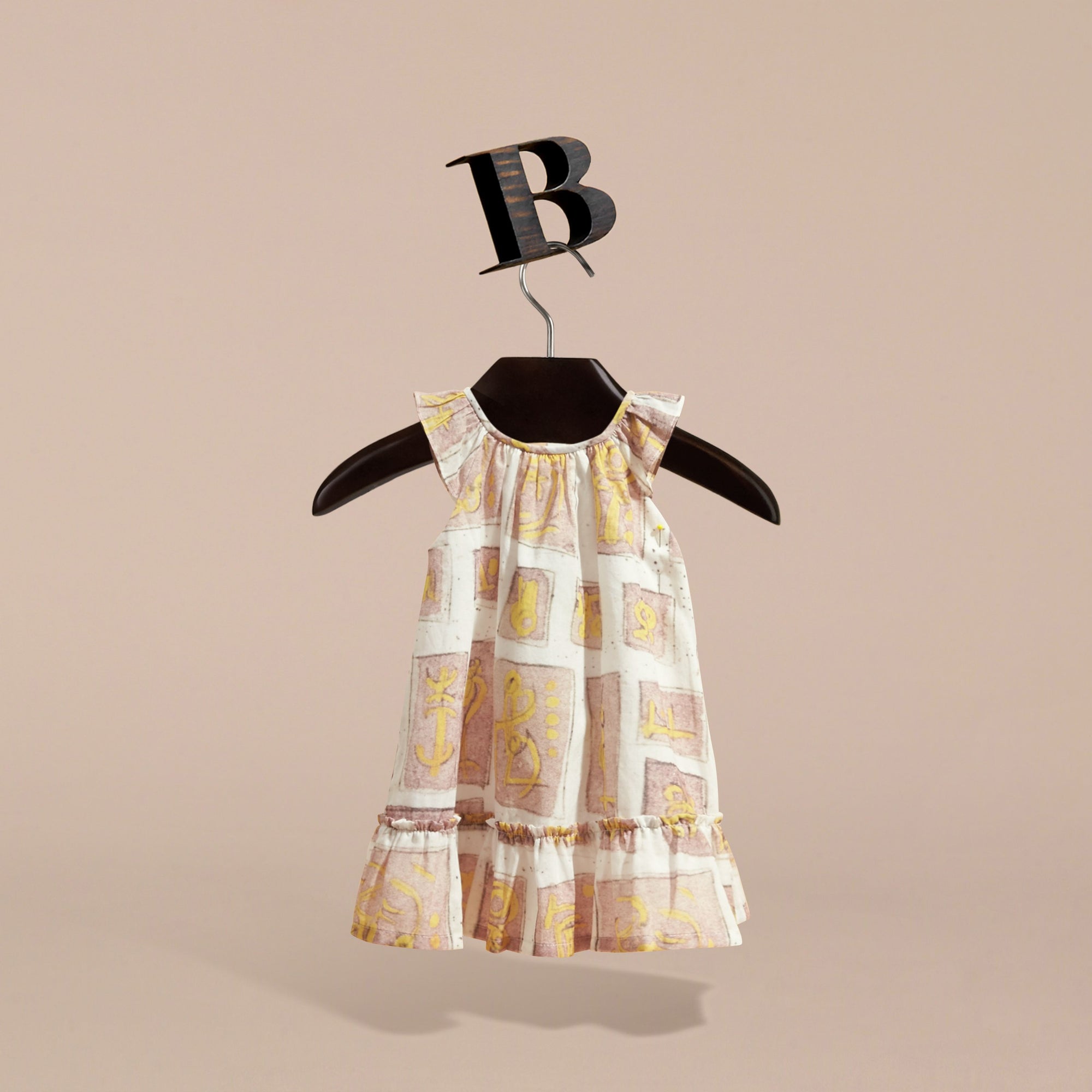 Robe en coton avec imprimé à motifs encadrés - Pale Ash Rose