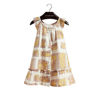 Robe en coton avec imprimé à motifs encadrés - Pale Ash Rose