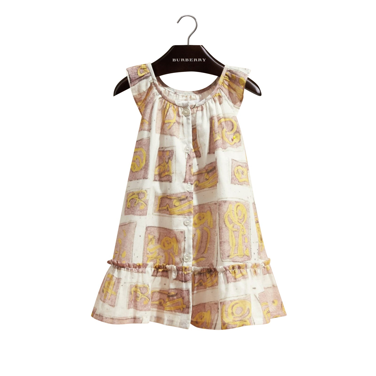 Robe en coton avec imprimé à motifs encadrés - Pale Ash Rose