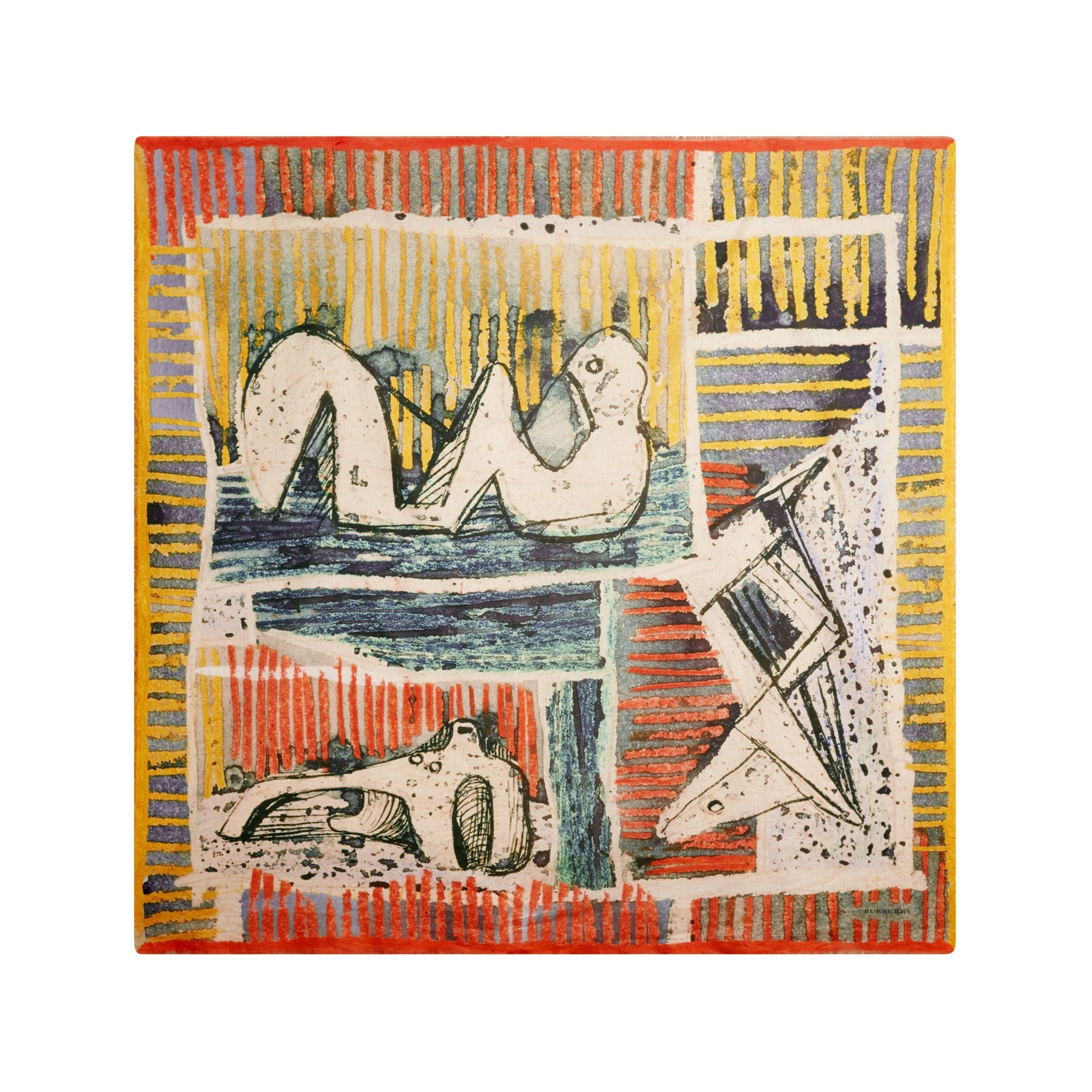 Grand carré en coton à imprimé Reclining Figures - Stone Blue