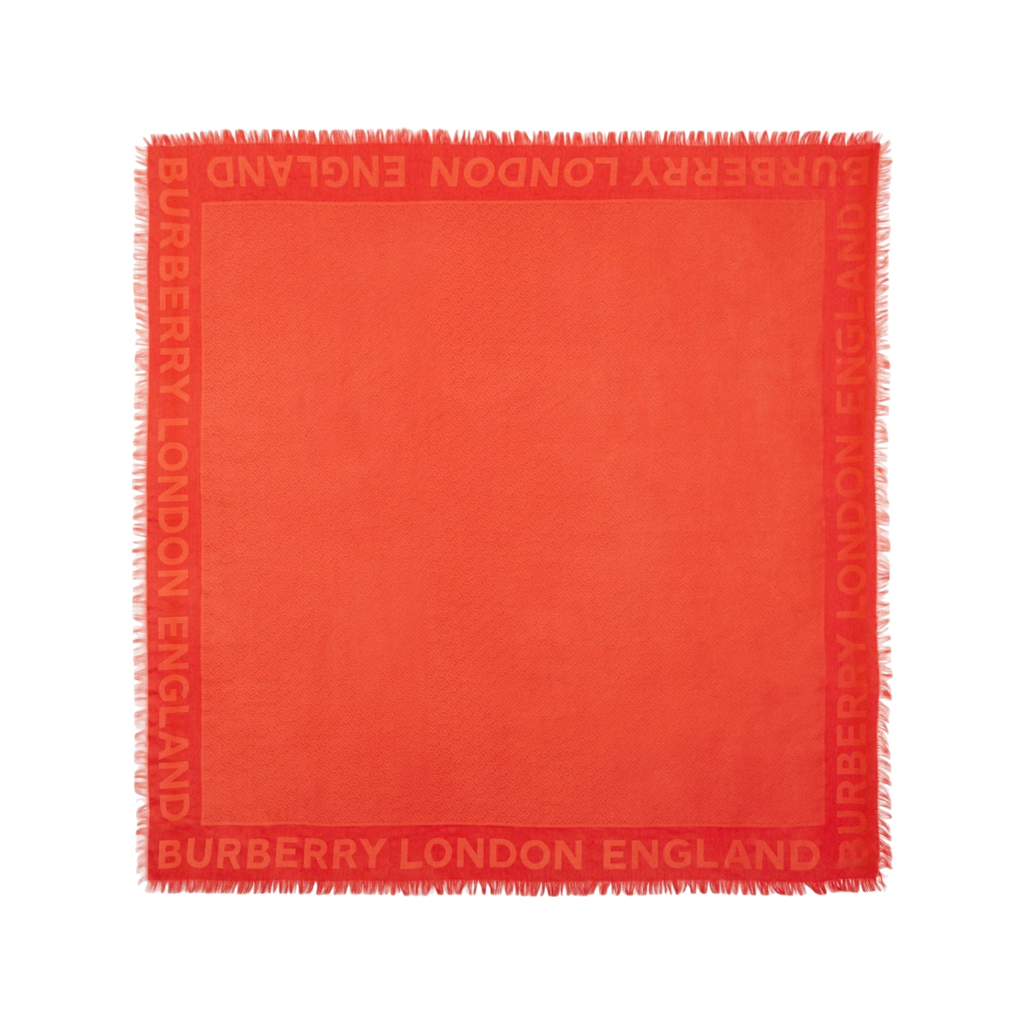 Grand carré de soie et laine en jacquard Monogram - Vermillion