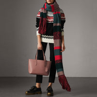 Petit sac tote réversible en cuir et tissu Haymarket check - Light Elderberry