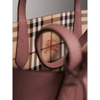 Petit sac tote réversible en cuir et tissu Haymarket check - Light Elderberry