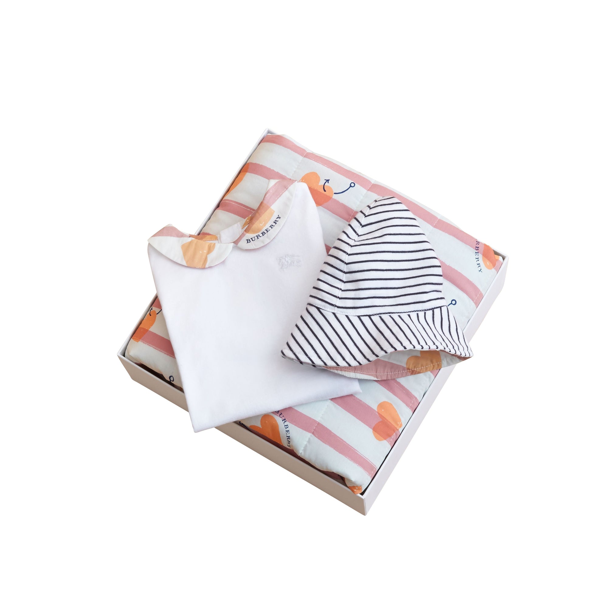 Coffret cadeau bébé 3 pièces imprimé à cœur de Cupidon - White