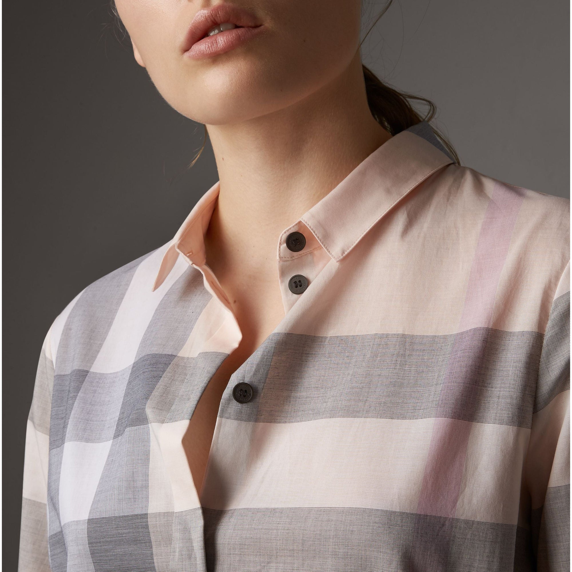 Chemise en coton à motif check - Apricot