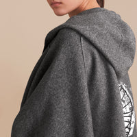 Poncho à capuche en laine et cachemire à motif Pallas Helmet - Mid Grey