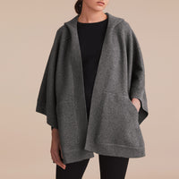 Poncho à capuche en laine et cachemire à motif Pallas Helmet - Mid Grey