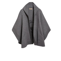 Poncho à capuche en laine et cachemire à motif Pallas Helmet - Mid Grey