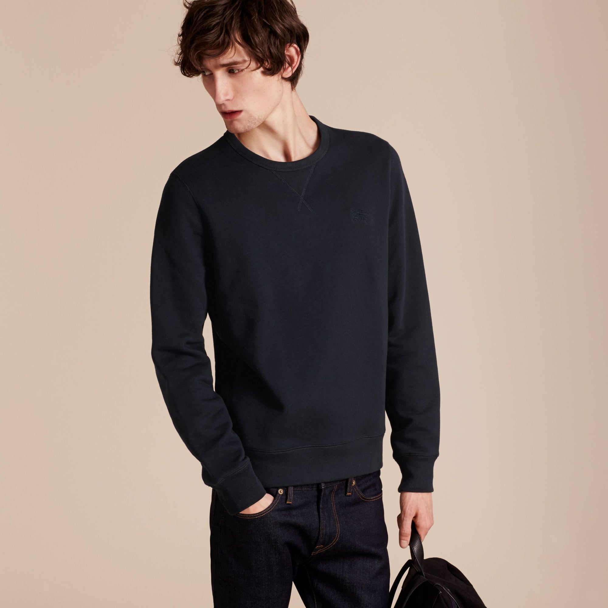 Sweat-shirt en jersey de coton mélangé - Navy