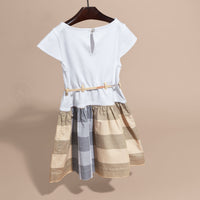 Robe en coton à motif check avec mancherons - Pale Stone