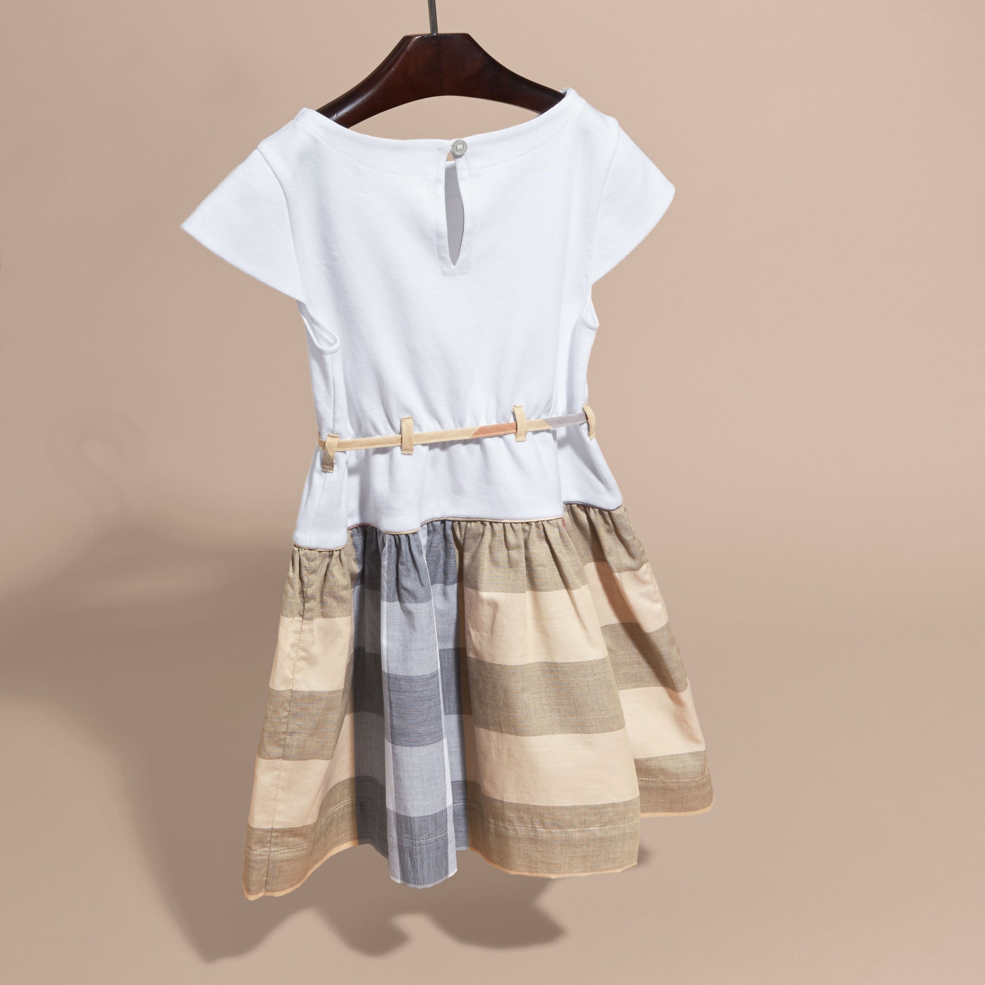 Robe en coton à motif check avec mancherons - Pale Stone