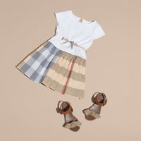 Robe en coton à motif check avec mancherons - Pale Stone