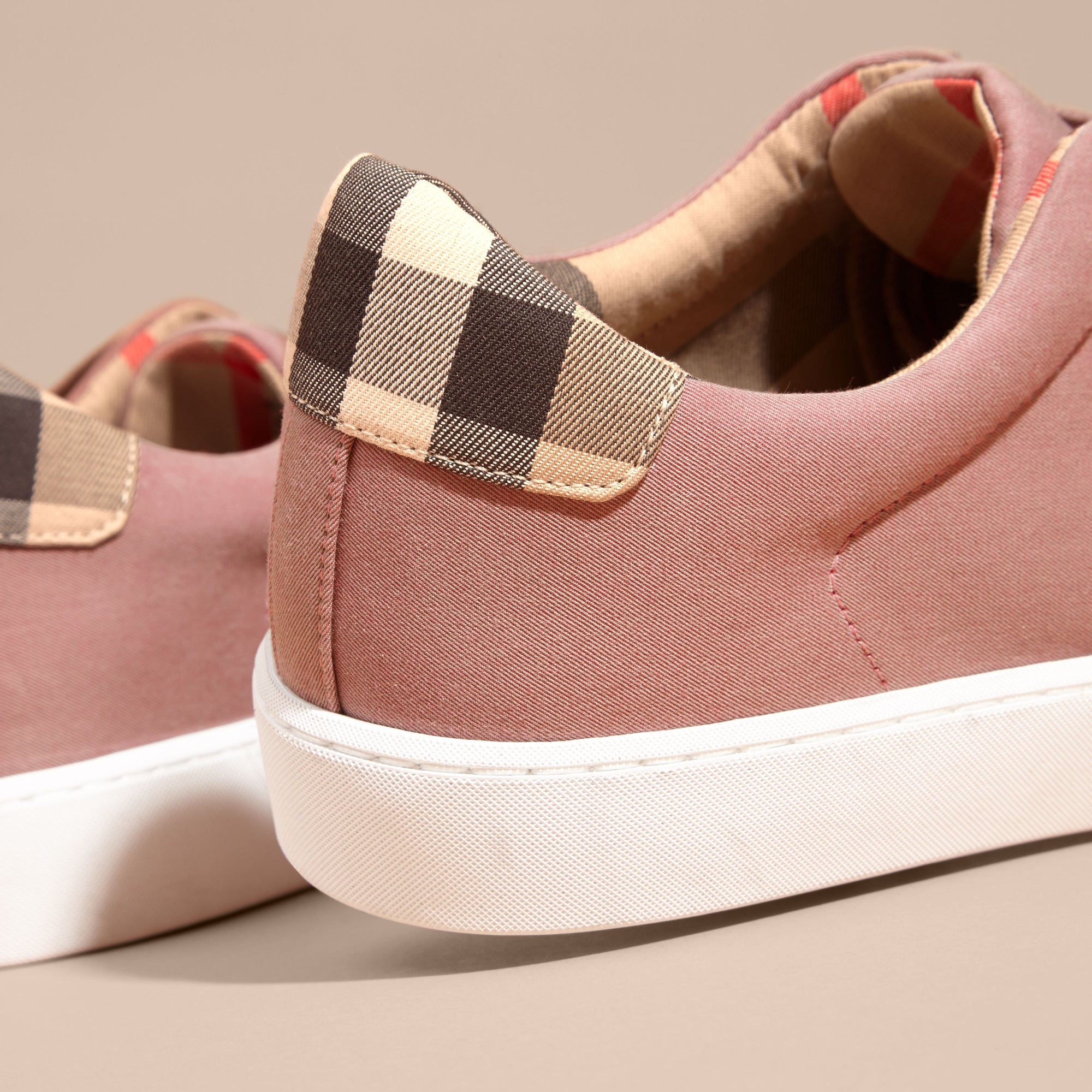 Sneakers en coton avec motif check - Antique Rose