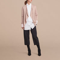 Cardigan ouvert en laine mérinos et soie - Pale Taupe