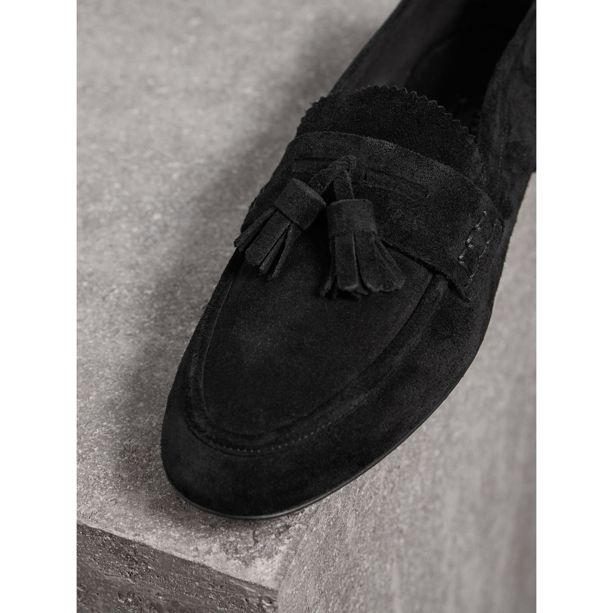 Mocassins en cuir velours avec pampilles - Black