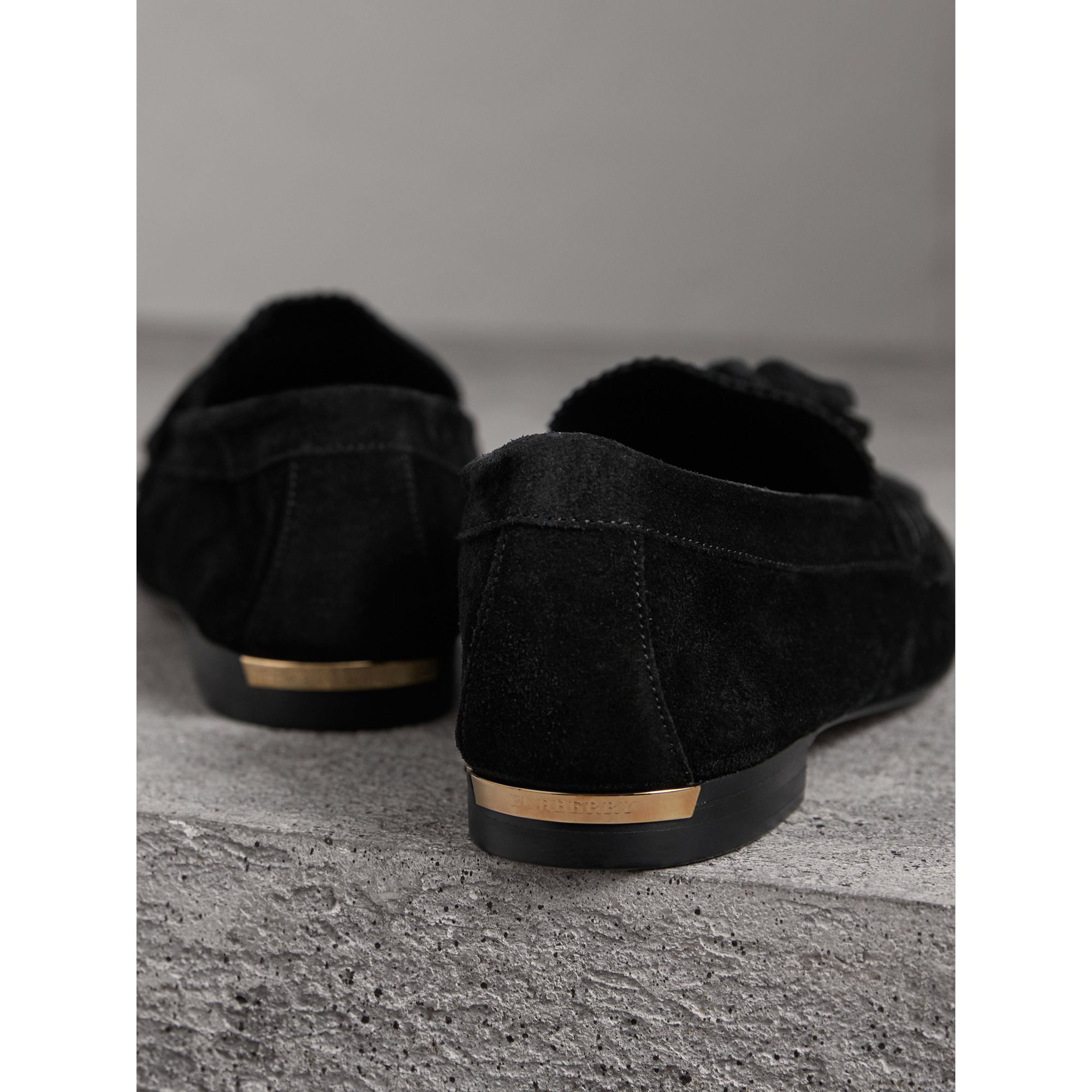 Mocassins en cuir velours avec pampilles - Black