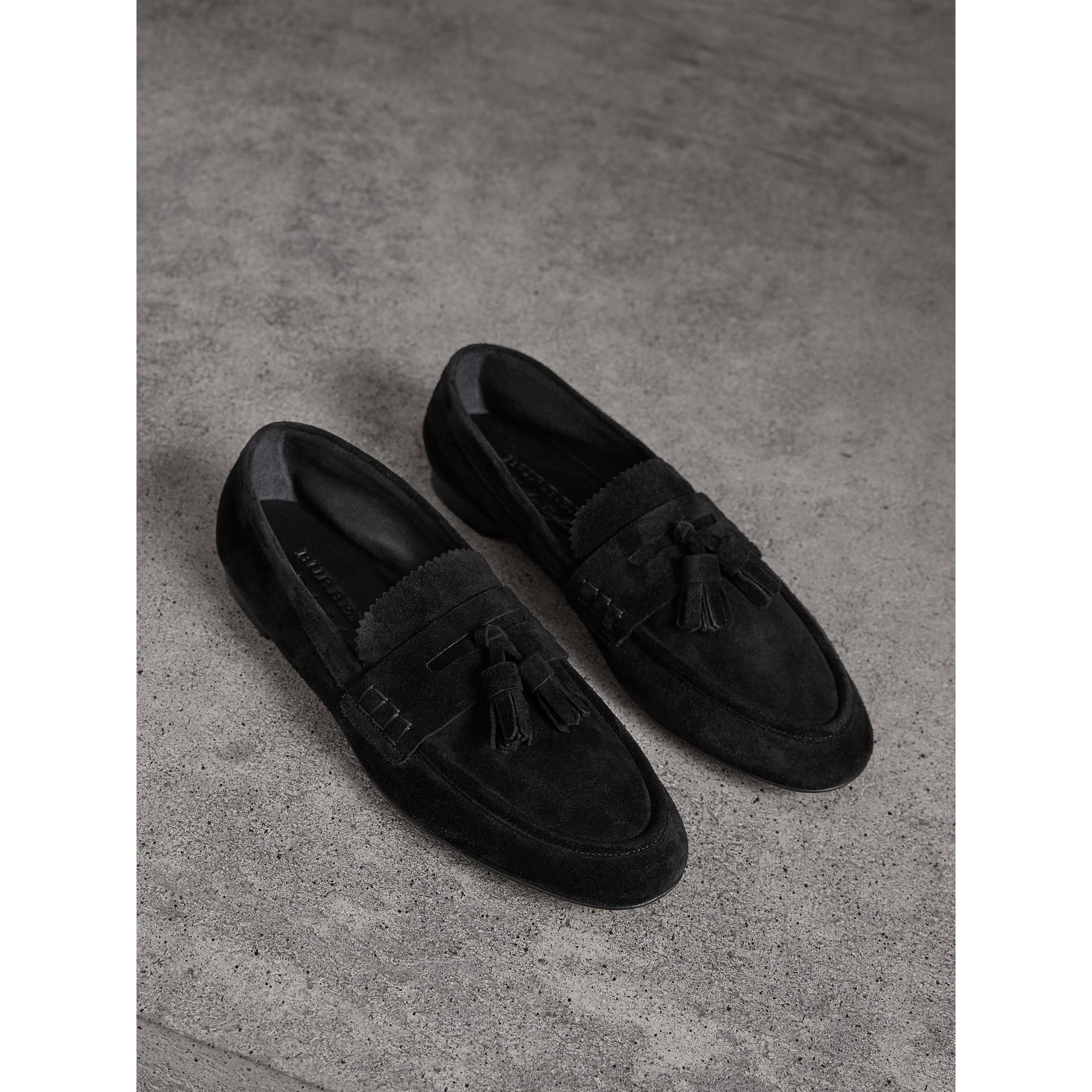 Mocassins en cuir velours avec pampilles - Black