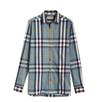 Chemise en coton extensible à motif check - Mineral Blue