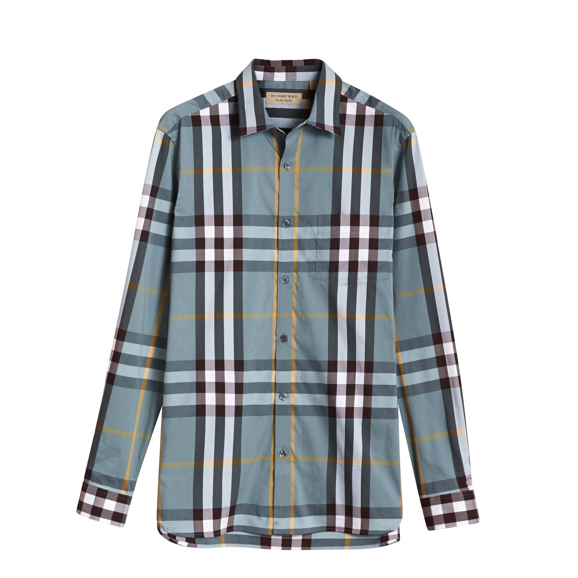 Chemise en coton extensible à motif check - Mineral Blue