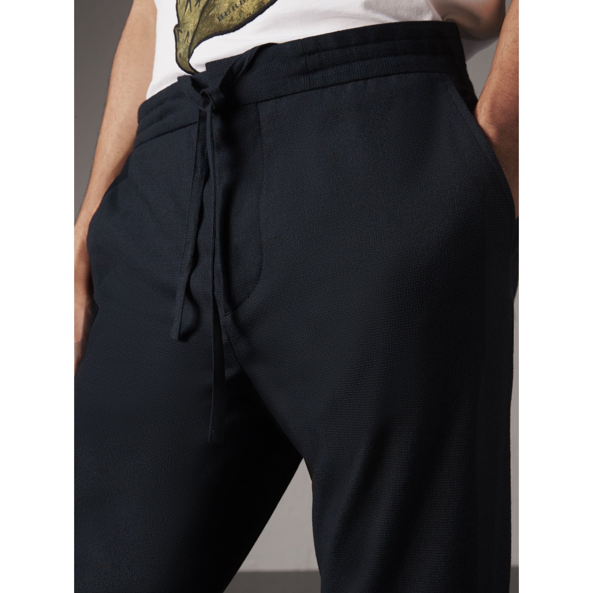 Pantalon motif pied-de-poule en laine - Navy